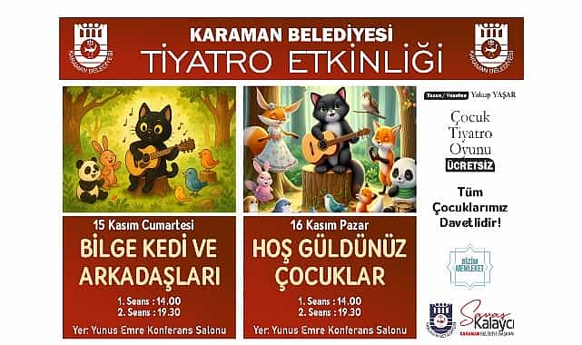 karaman belediyesinden cocuklara ucretsiz tiyatro