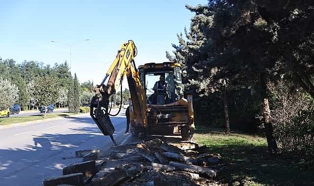 buyuksehir belediyesinden kardes kentler caddesinde calisma