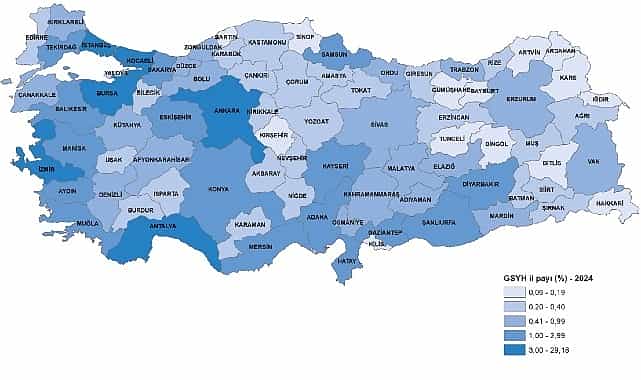 İl Bazında Gayrisafi Yurt İçi Hasıla, 2024 1 il bazinda gayrisafi yurt ici hasila 2024