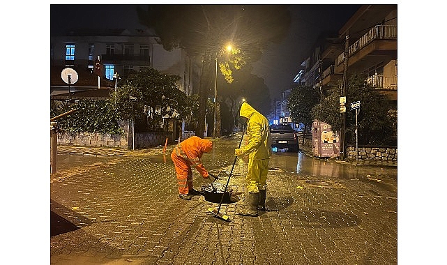 milas belediyesi ekipleri gece boyunca alandaydi