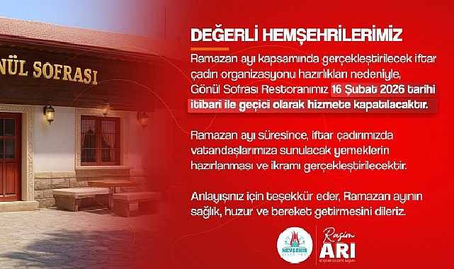 gonul sofrasi restoran iftar cadirinda hizmet verecek