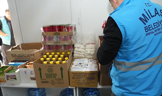 milas belediyesi gida kolisi dagitimlarini surduruyor