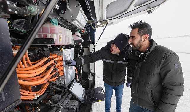 manin elektrikli otobusu lions coach e erzurum ve isvecte kar ve buza meydan okudu