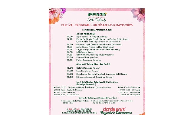 27 uluslararasi bayindir cicek festivalinin programi belli oldu