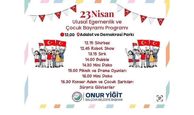 balcovada 23 nisan coskusu bayram sevinci tum ilceyi saracak