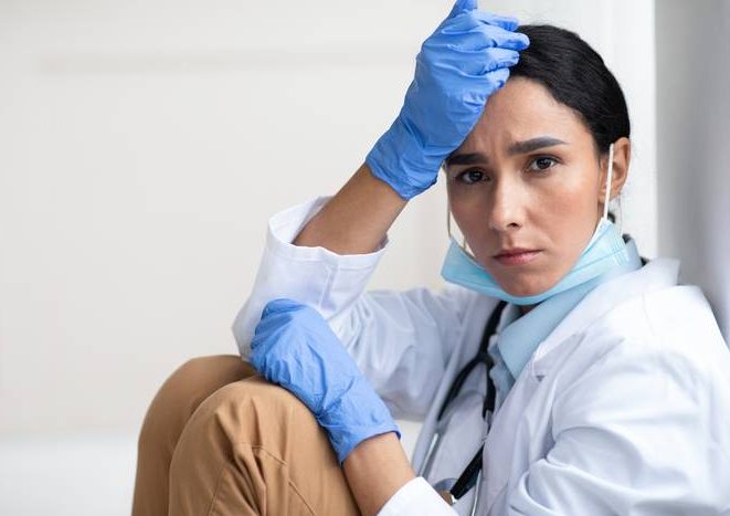 young woman doctor having diffic