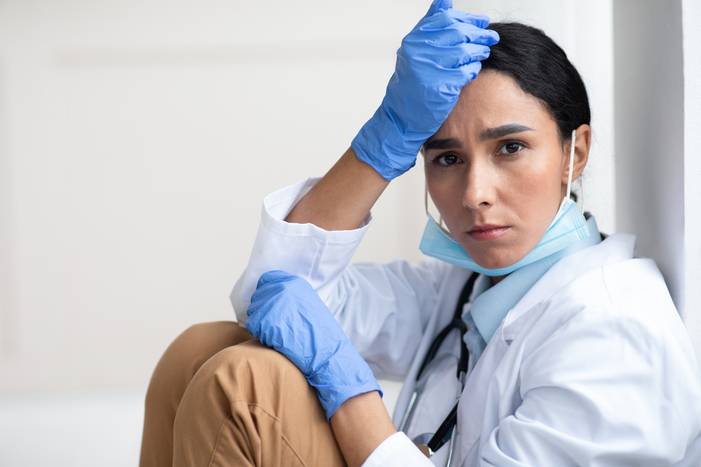 young woman doctor having diffic